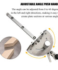 Adjustable angle push handle for the Rock Solid 450mm Table Saw Miter Gauge, showcasing 0 to 60-degree angle adjustments.