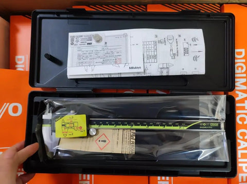 8 Inch Digital Caliper With Digimatic Absolute Encoder, 0.0005 Inch Resolution, IP65 Stainless Steel Build in packaging