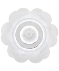 Ceiling Fan with Light 18.5 Inch App-Controlled Efficient Motor Finish, top view of acrylic shade with silver details.