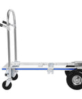 Side view of Heavy Duty 2 In 1 Collapsible Cart With Smooth Rolling Wheels A Hella Tough Folding Dolly 800 Lbs Capacity.