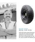 Flat Free 10 Inch Solid Replacement Tire And Wheel For Cart Dolly Hand Truck Generator Lawn Mower Garden Wagon 5/8 Inch Axle Bore