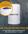 Bottom Dust Collector Bag 20 Inch Diameter By 30 Inch High With Clear Window And Zipper, 30 Micron Reusable Dust Bag Fits Drums