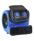 1/4HP Air Mover High Velocity Blower Fan 450 550 600 CFM, blue with control dials, side view for carpet and floor drying
