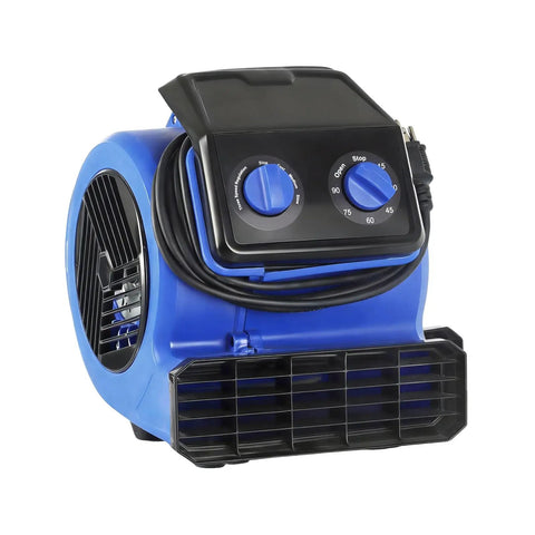 1/4HP Air Mover High Velocity Blower Fan 450 550 600 CFM, blue with control dials, side view for carpet and floor drying