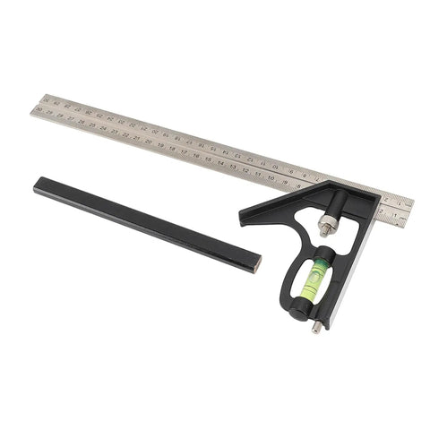 12 Inch Heavy Duty All In One Combo Square With Degree Markings Scriber And Level Spring Loaded Bolt for carpentry use