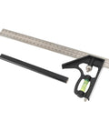 Heavy Duty 12 Inch Combination Square With 45 And 90 Degree Markings Scriber Level And Spring Loaded Bolt For Carpentry