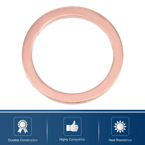 20 Pack Solid Copper Flat Washers Sealing Gasket Rings For M14 Bolts precision cut copper washer 18mm for automotive repairs