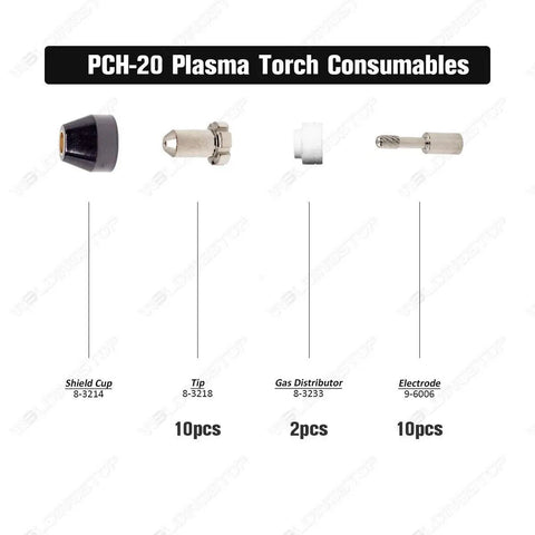 Plasma Cutter Consumables Kit With Torch Electrode Tip Nozzle And Gas Distributor For Dynapak 110 PAK 2XT Torch 22 Piece Set