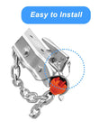 Installed view of 2Pack Premium Trailer Hitch Pin Set 1/4 X 3.2 Inch Built Tough Durable Carbon Steel Zinc Plated with chain.