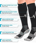 Unisex 2 Pack Compression Socks For Men And Women With Ankle And Arch Support Calf Massage Pad And 20 To 30 MmHg Knee High Socks