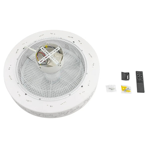 Low Profile Dimmable Ceiling Fan With Light Remote Control And Smart App Invisible Blade Design unmounted components