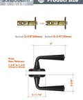 Oil Rubbed Bronze Privacy Door Levers For Interior Doors Bedroom Bathroom Closet Hallway With Keyless Inside Thumb Turn And Emergency Hex Key Access, product size and dimensions shown, including backset and door thickness.