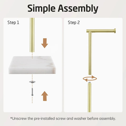 Gold Marble Base Free Standing Toilet Paper Holder assembly steps with SUS304 Stainless Steel parts