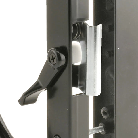 Close-up of Non Keyed Diecast Sliding Glass Door Handle Set In Black For Doors One To One And A Half Inches Thick Fits Four Fifteen Sixteenths Inch