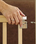 Extra Wide Swing Wooden Baby Gate For Large Openings, Adjustable From 60 To 103 Inches, 27 Inches Tall, One Hand Safe Lock detail