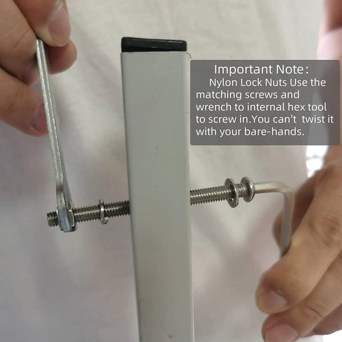 Heavy Duty 304 Stainless Steel Bed Frame Hardware Kit With 3 Inch Bolts Nylon Lock Nuts And Wrench in use