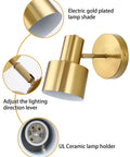 Two Pack Gold Industrial Wall Sconces With Adjustable 280 Degree Tilt And 180 Degree Swing E26 Vintage Brass Vanity Lamps