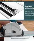 Heavy Duty 110 Inches Aluminum Guide Rail For Track Saws And Routers With Connector Kit shown with non-slip design for stable cutting.