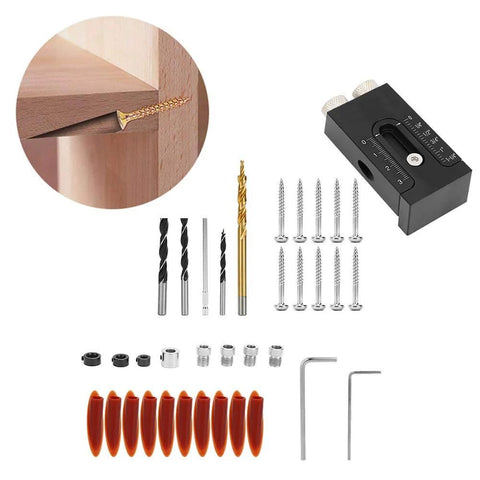 Pro-Grade Pocket Hole Jig Kit With Oblique Drilling Locator And Dual Woodworking Guides, Aluminum Alloy Pocket Jig