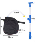 Spreader Backpack Sprayer For Granular Manure And Fertilizer with PVC Handle and Adjustable Output Knob, black bag and blue wand