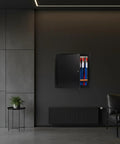 Heavy Duty Aluminum Access Panel For Drywall With Hinged Black Finish 12 By 12 Inch installed in modern living space with open door.
