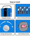 On Demand Propane Tankless Water Heater 6L Portable For RVs Boats And Campsites, portable handle, flame view, LED screen