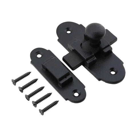 Heavy Duty Solid Wrought Iron Slide Bolt Door Latch With Matte Black Finish And Rust Resistant Coating Dead Simple To Mount Smooth Slide Action Hardware For Rustic Barn Style Cabinet Doors