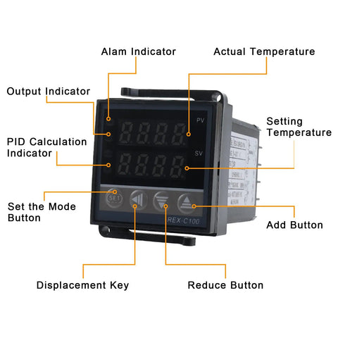 PID Temperature Controller Box with indicator labels and buttons for precise temperature control in home workshop lab