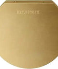 Front view of Aromasteam Round Steam Head With Oil Well Satin Brass Finish For iTempo And iTempo Plus Shower Systems Easy Mount Spa