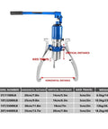 Heavy Duty Portable Hydraulic Gear Puller With Adjustable 13 Point 7 Inch Jaws Offering Massive 15 Ton Bad Ass Power For Stubborn Bearing And Hub Separator Tasks Built From Alloy Steel To Handle High Pressure Jobs At The Home Garage, blue alloy steel, 15T model