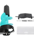 Cool 6 Inch Manual Ice Auger Drill With Floating Tube And Razor Sharp Nylon Bit showing a sharp drill bit and adapter parts.
