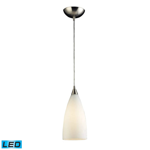 Vesta Mini Pendant Light With Sleek Satin Nickel Finish And White Glass One Light Fixture In Transitional Style