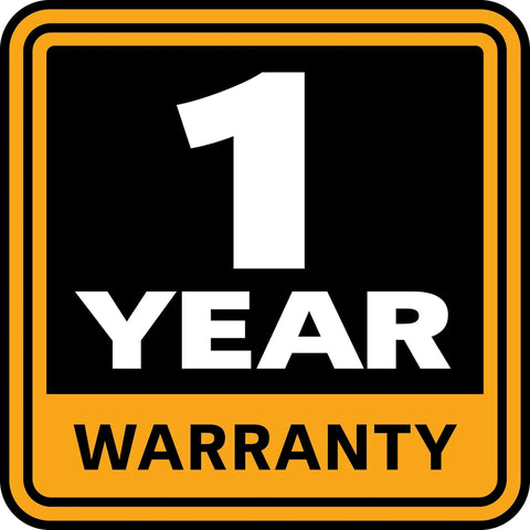 Warranty badge displaying '1 Year Warranty' for product assurance.