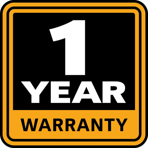 1 year warranty badge for Heavy Duty Three Ton Arbor Press Featuring Wide Throat Opening Hella Robust Case Hardened Ram