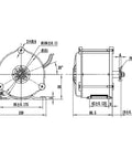 Built Tough 24V DC 500W Brushed Electric Motor With Integrated Gear Reduction For Electric Scooter And Ebike Drive 1700 RPM detailed dimensions drawing.