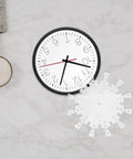 Transparent Acrylic Clock Template Set For Woodworking Router Projects And DIY Wall Dial Stencils Dead Center Setup Tool No Sweat Layout Guide on marble surface with clock.