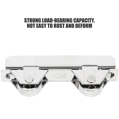 Showcase Window Roller Set with 7.0mm Stainless Steel Pulley Clamp, dual wheel view, durable for 5-6mm glass doors.