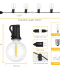 200Ft Outdoor String Lights With 104 G40 LED Bulbs Shatterproof Waterproof And UL Listed Connectable Patio Lights diagram