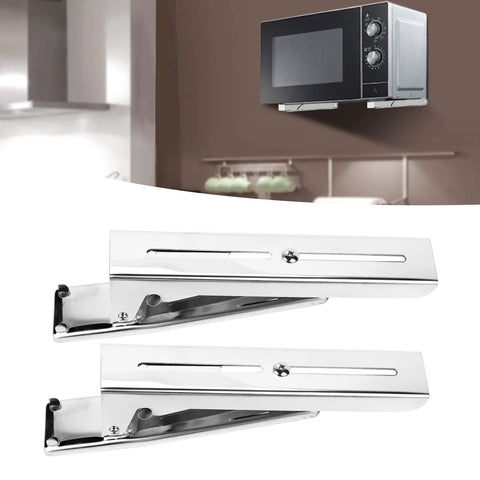 Stainless Steel Microwave Oven Bracket Wall Mount Rack Shelf For Kitchen Space Saving And Tidy Countertops Adjustable Foldable Design