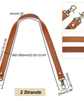 2 Pack 22 Inch Brown Leather Replacement Straps for Purses and Handbags With Antique Bronze Swivel Lobster Buckles 58-59cm Long 19-20mm Wide 4mm Thick Quick Swap Easy Install