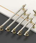 10 Pack 3 Inch Cabinet Pulls In Brushed Satin Nickel And Gold Two Tone Finish on black and white background