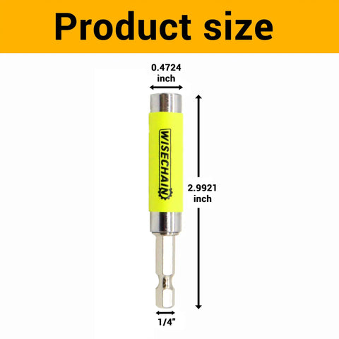 2-Pack Quick Release Magnetic Drill Bit Holder With One-Hand Swap showing size measurements in inches