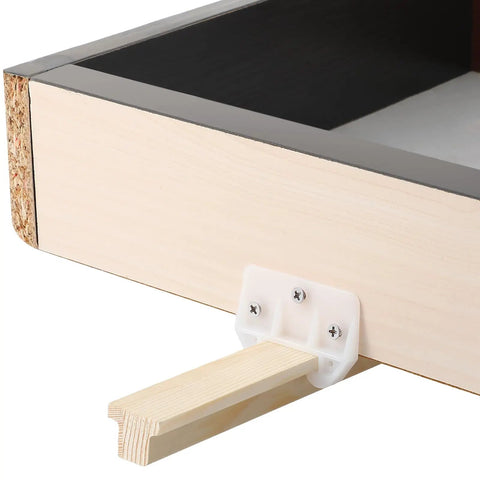 Classic T Shaped Hardwood Center Mount Drawer Slides Four Pack Wooden Cabinet Glides supports a drawer with hardwood glide.