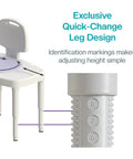 Beefy Sliding and Rotating Shower Bench With Back White Bariatric Safe Height Adjustable Legs Quick-Change Leg Design