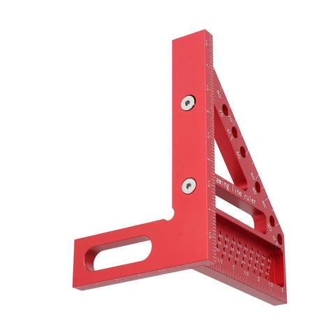 3D Multi Angle Measuring Ruler For Woodworking And Carpentry, Aluminum Alloy Square Protractor With 0 To 90 Degree Range in red