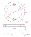 Technical diagram of Kickin 2000W Wind Turbine Kit With 48V Off Grid System mast and flange dimensions.