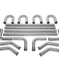 16 Piece 2.5 Inch Stainless Steel Exhaust Tubing Mandrel Bend Kit With Straight And U Bends Slip Fit Joints Universal Fit