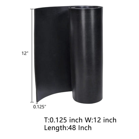 Solid Neoprene Rubber Sheet Roll One Eighth Inch Thick By Twelve Inch Wide By Forty Eight Inch Long For DIY Gaskets Pads Seals Crafts Flooring Cushioning And Anti Vibration Anti Slip Applications