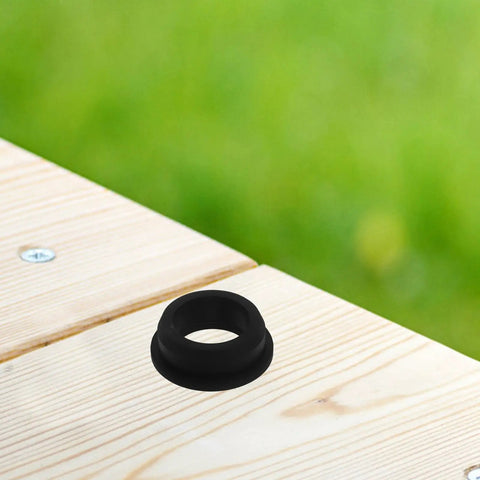 Sturdy Black Silicone Grommet Kit For Cables And Wires Heat Resistant Flexible Desks Protect Wall Holes Aesthetic Industrial Use Efficient black silicone desk grommet on wood surface