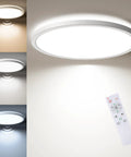12 Inch Flush Mount Motion Sensor LED Ceiling Light With Remote Dimmable 3000K 4000K 5000K 2400 Lumen displayed with remote control